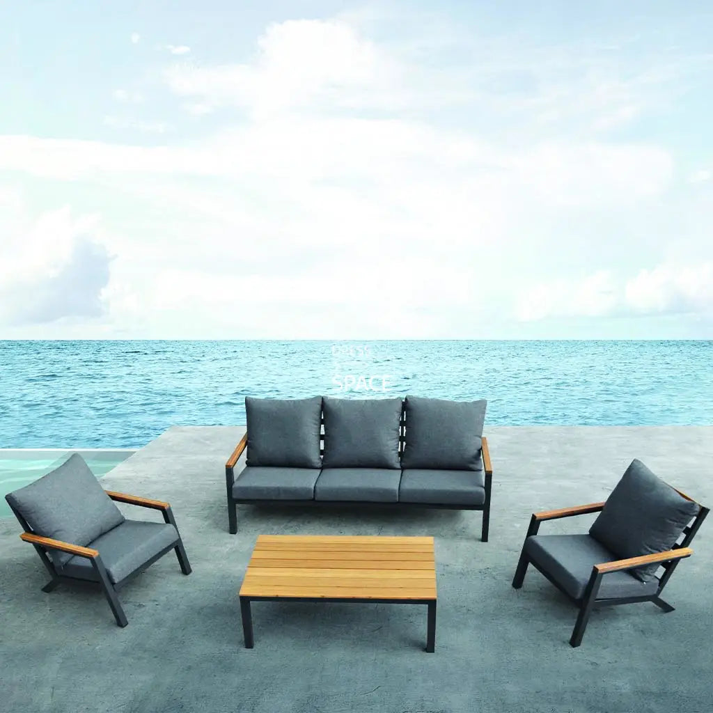 Byron Bay 4 Piece Lounge - Charcoal - Outdoor Lounge Set - Lifestyle Garden