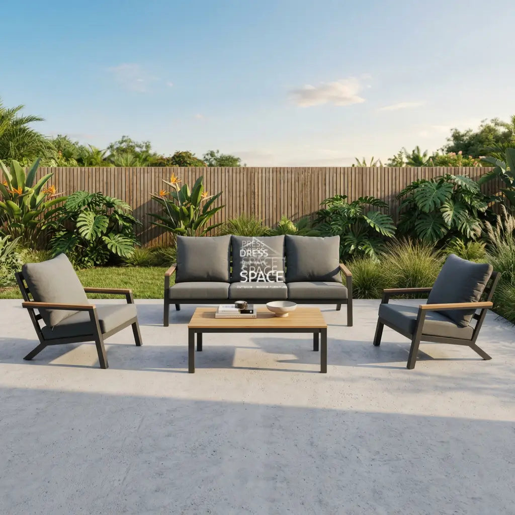 Byron Bay 4 Piece Lounge - Charcoal - Outdoor Lounge Set - Lifestyle Garden