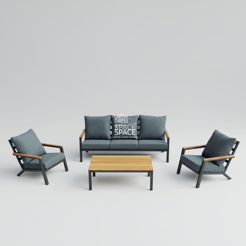 Byron Bay 4 Piece Lounge - Charcoal - Outdoor Lounge Set - Lifestyle Garden