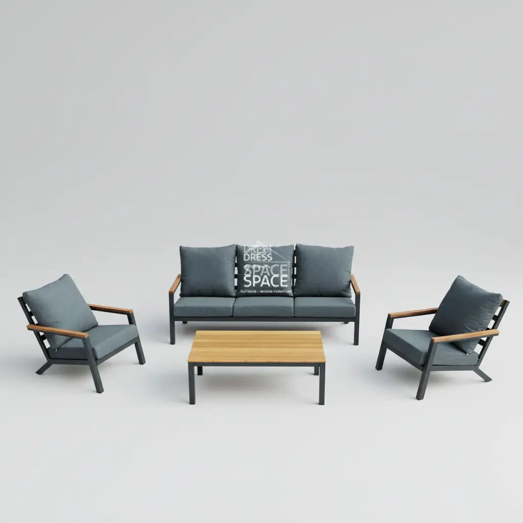Byron Bay 4 Piece Lounge - Charcoal - Outdoor Lounge Set - Lifestyle Garden