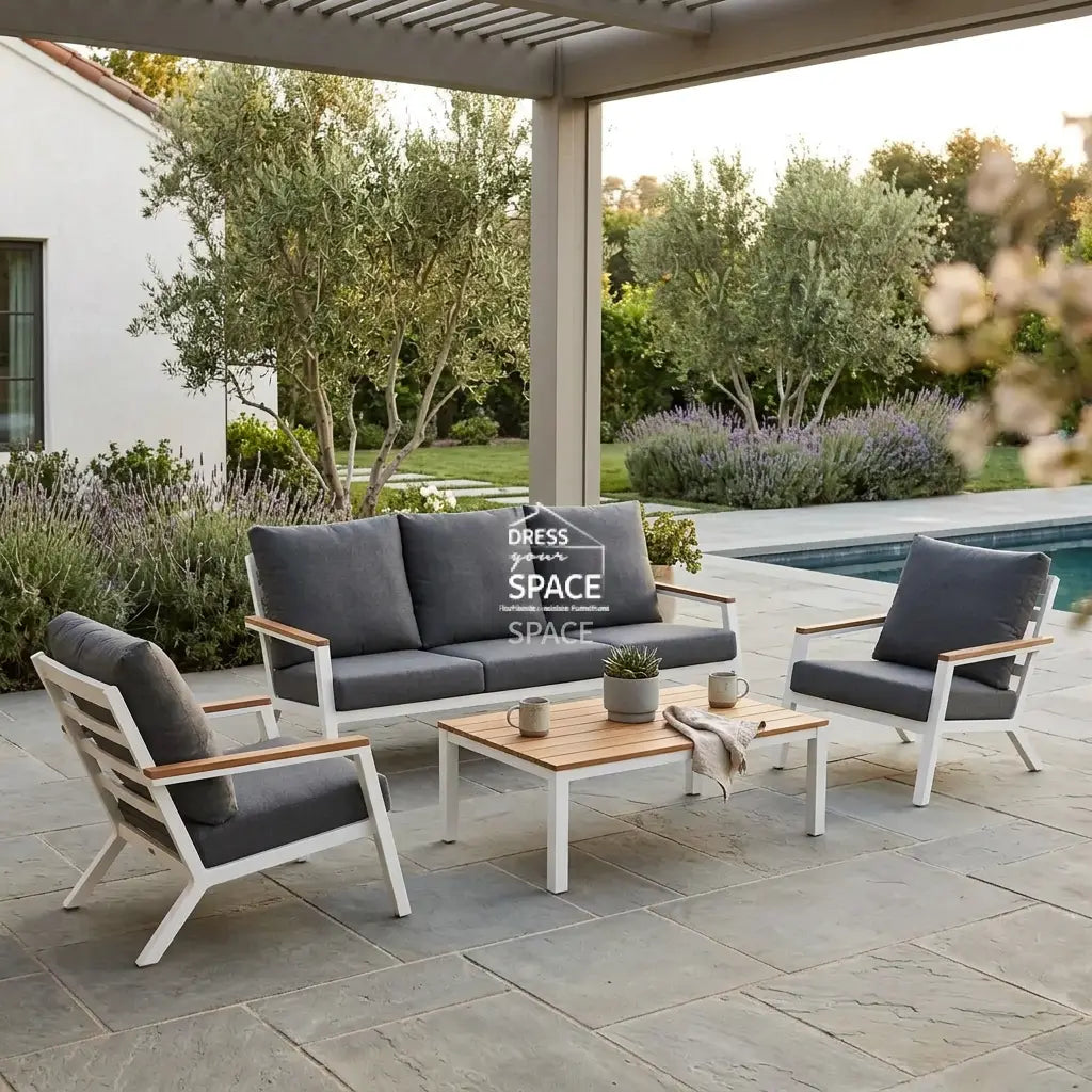 Byron Bay 4 Piece Lounge - White - Outdoor Lounge Set - Lifestyle Garden