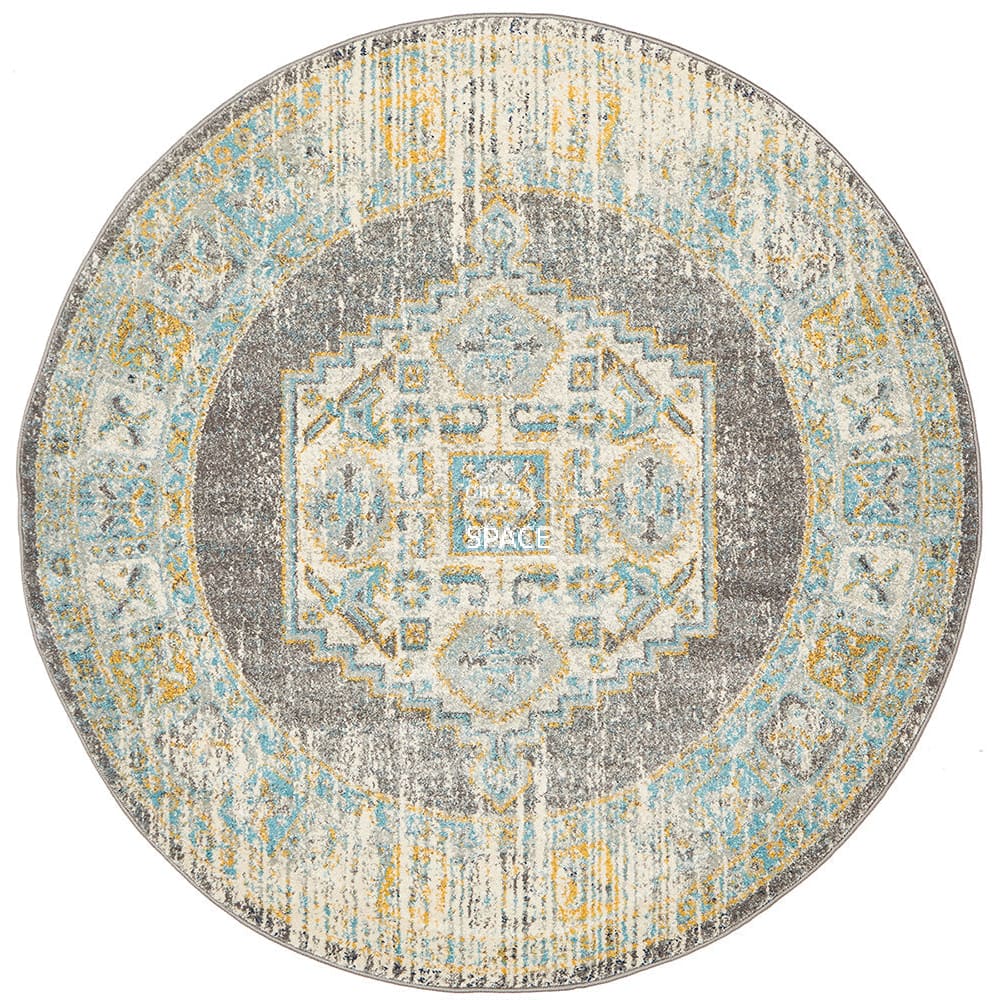 Century 944 Grey Round Rug - Indoor Round Rug - Rug Culture