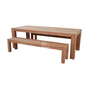 Chunk Teak Bench Set - 3 Pce - Outdoor Setting - DYS Outdoor