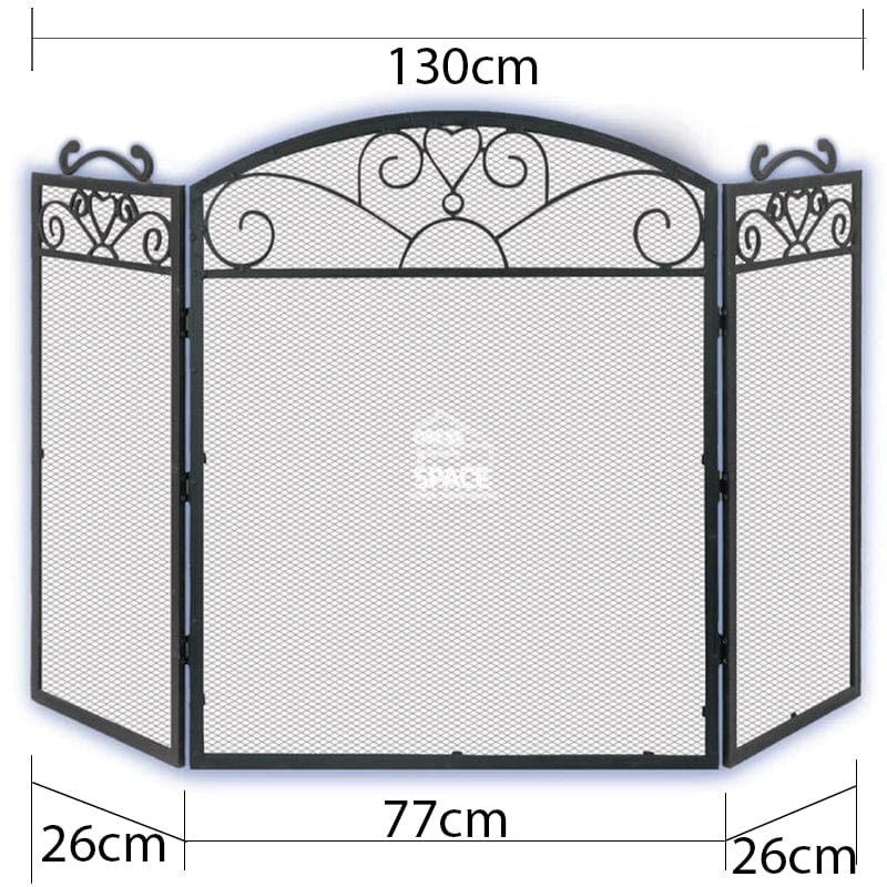 Cole Younger Large 3 Panel Cast Iron Screen - Fireplace Guard - DYS Fireplace Accessories