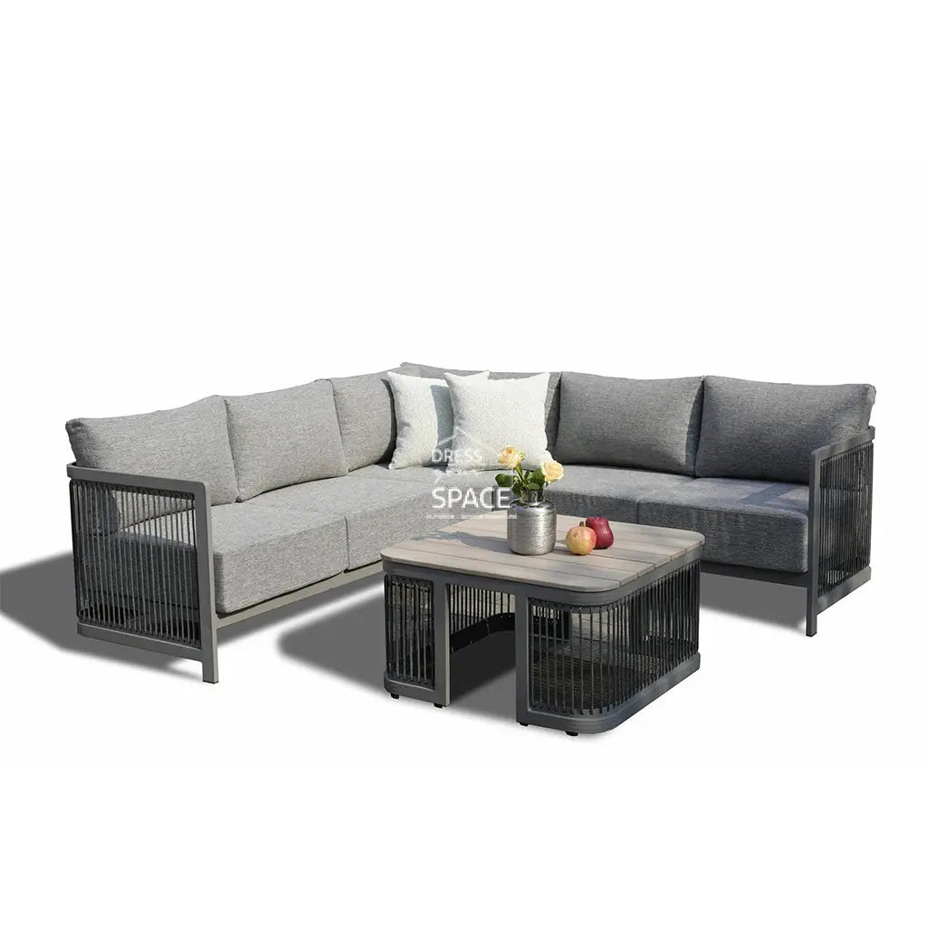 Cosmo Outdoor Corner Lounge Setting - Grey - Outdoor Lounge Set - DYS Outdoor