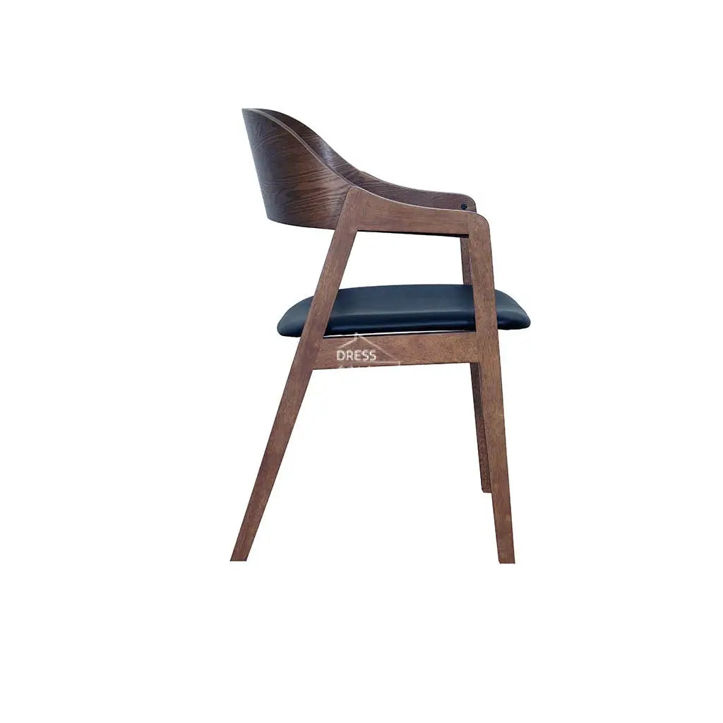 Dakota Dining Chair - Light Walnut Veneer Frame / Black PU Seat - Indoor Dining Chair - DYS Indoor
