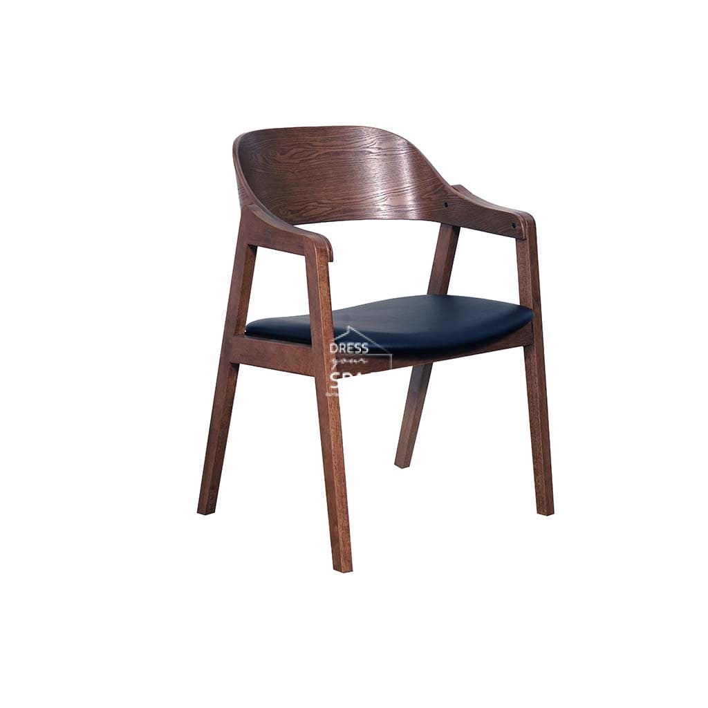 Dakota Dining Chair - Light Walnut Veneer Frame / Black PU Seat - Indoor Dining Chair - DYS Indoor