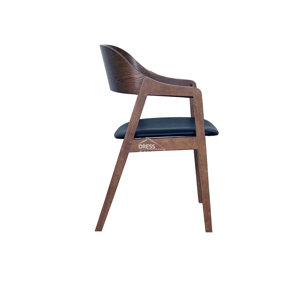 Dakota Dining Chair - Light Walnut Veneer Frame / Black PU Seat - Indoor Dining Chair - DYS Indoor