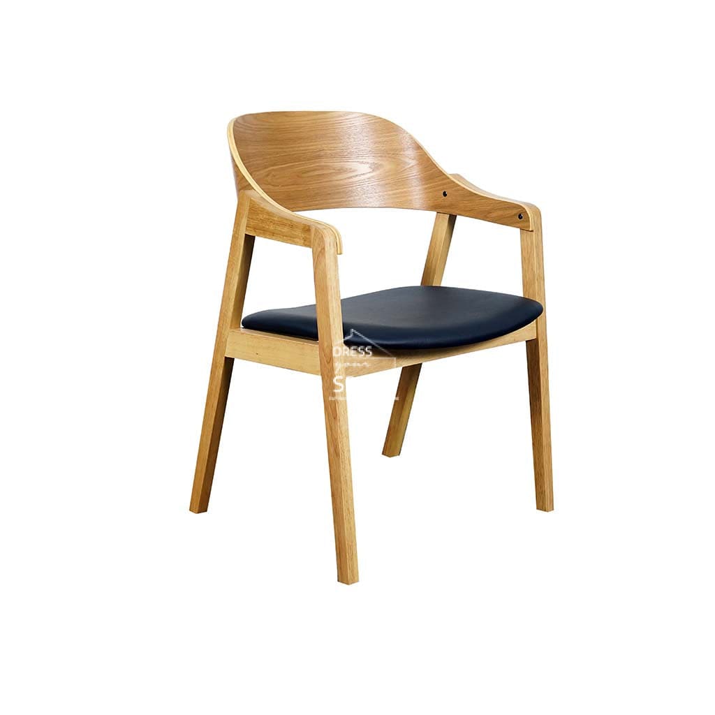 Dakota Dining Chair - Natural Veneer Frame / Black PU Seat - Indoor Dining Chair - DYS Indoor