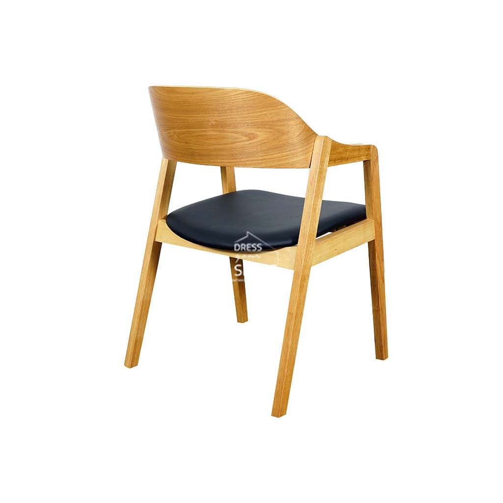Dakota Dining Chair - Natural Veneer Frame / Black PU Seat - Indoor Dining Chair - DYS Indoor