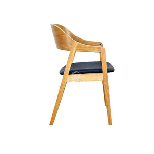 Dakota Dining Chair - Natural Veneer Frame / Black PU Seat - Indoor Dining Chair - DYS Indoor