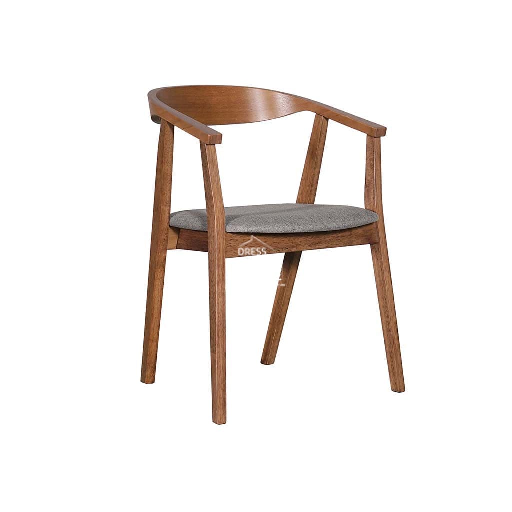 Denae Dining Chair - Light Walnut Veneer Frame / Fossil Fabric Seat - Indoor Dining Chair - DYS Indoor