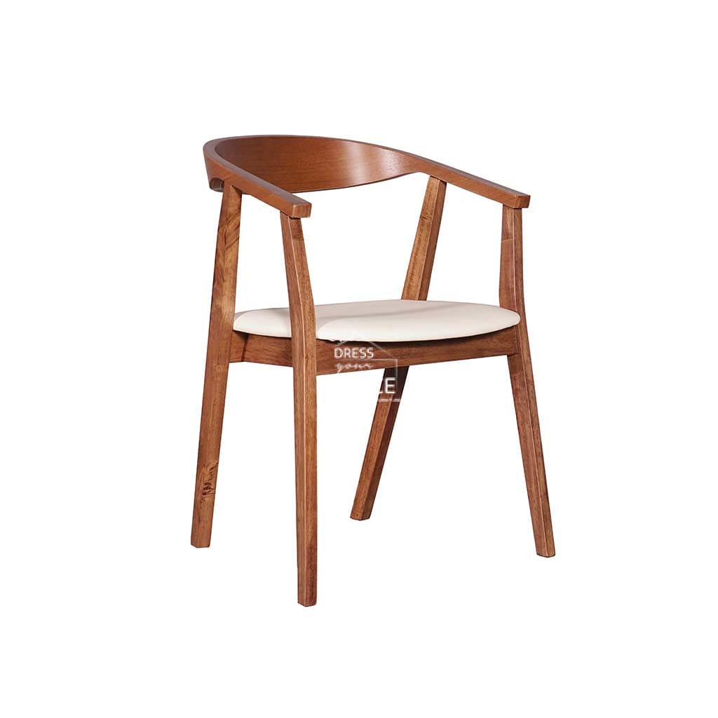 Denae Dining Chair - Light Walnut Veneer Frame / Ivory PU Seat - Indoor Dining Chair - DYS Indoor