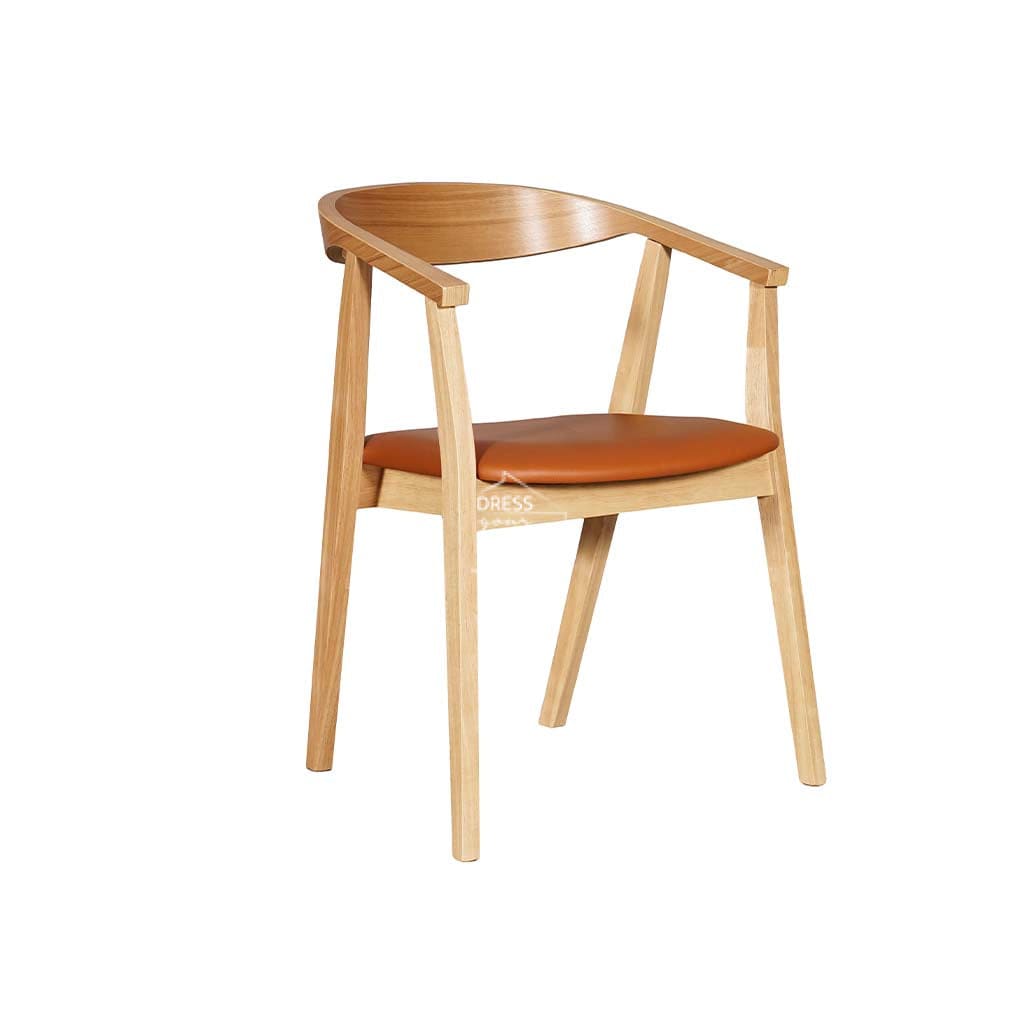 Denae Dining Chair - Natural Veneer Frame / Cognac PU Seat - Indoor Dining Chair - DYS Indoor