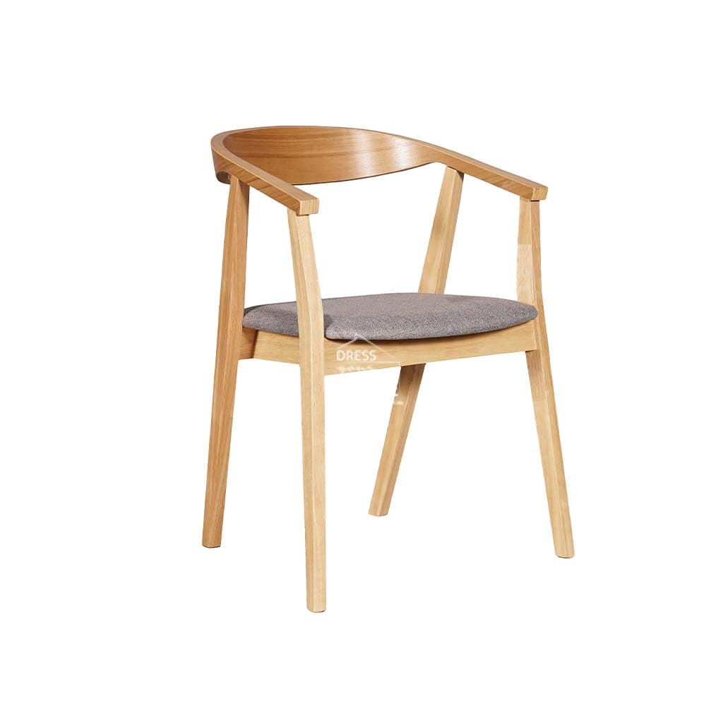 Denae Dining Chair - Natural Veneer Frame / Fossil Fabric Seat - Indoor Dining Chair - DYS Indoor