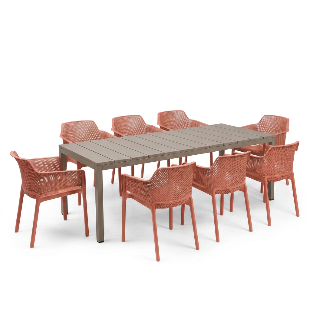 Nardi Rio Resin Extension Tortora (Taupe) Table & Net Anthracite (Carcoal) Chair 7, 9 or 11 piece Dining Setting