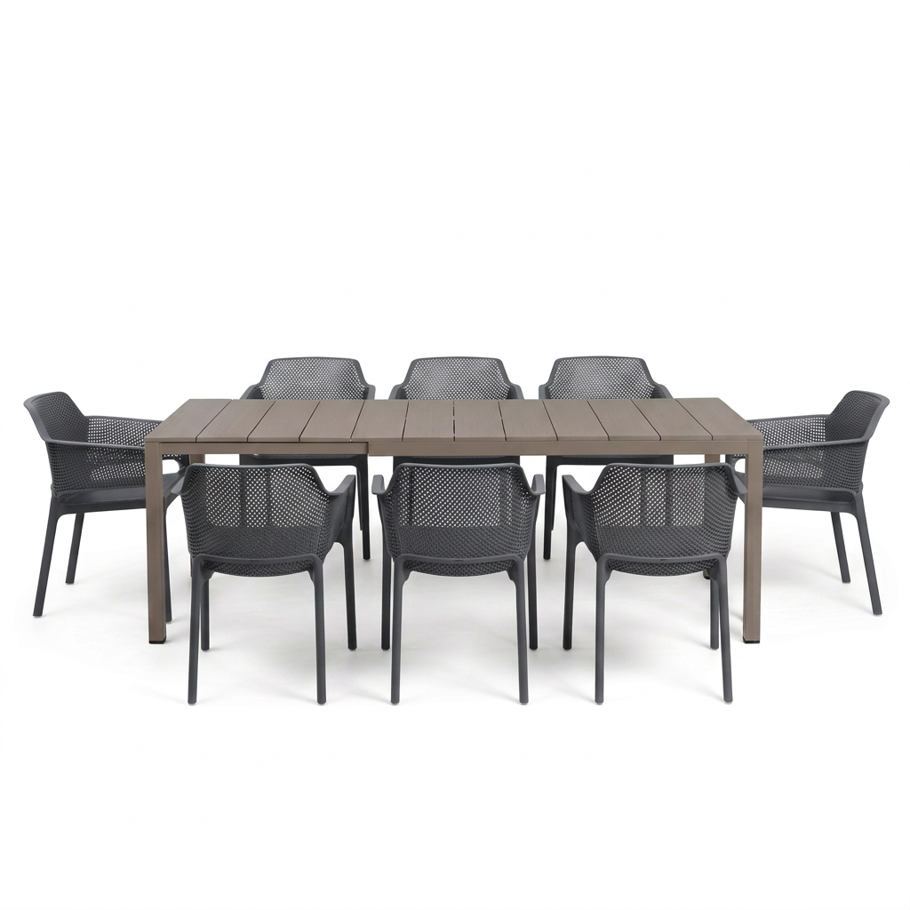 Nardi Rio Aluminium Extension Tortora (Taupe) Table & Net Anthracite (Charcoal) Chair 7, 9 or 11 piece Dining Setting