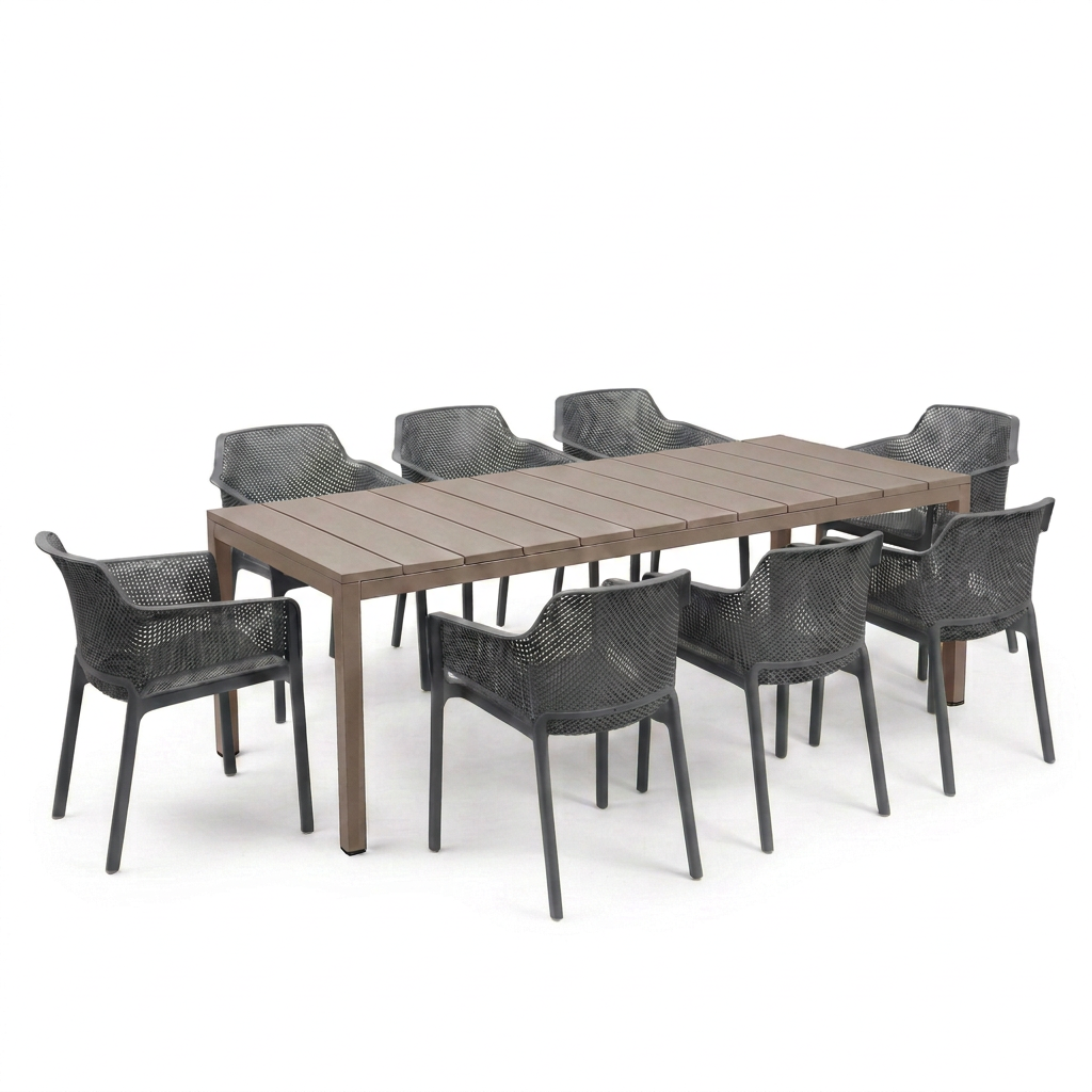 Nardi Rio Resin Extension Tortora (Taupe) Table & Net Anthracite (Charcoal) Chair 7, 9 or 11 piece Dining Setting
