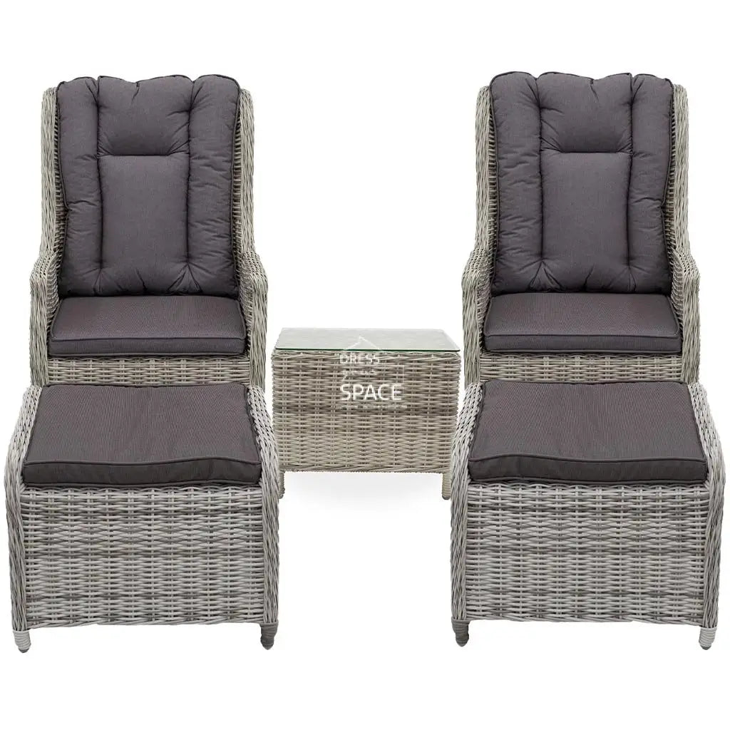Elizabeth 5 Piece Recliner Set - Zen White - Outdoor Recliner - DYS Outdoor