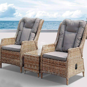 Elizabeth/Lisbon 3 Piece Recliner Set - Zen White - Outdoor Recliner - DYS Outdoor