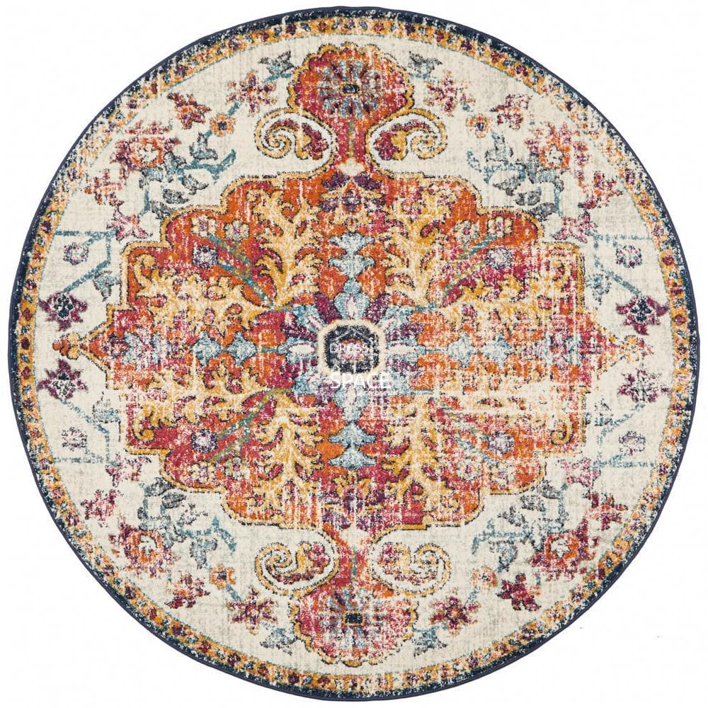 Evoke Carnival White Round Rug - Indoor Round Rug - Rug Culture