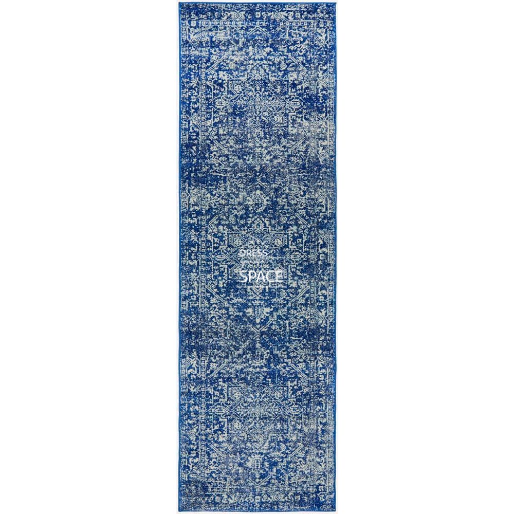 Evoke Contrast Navy Runner Rug - Indoor Hallway Runner - Rug Culture
