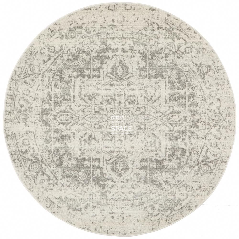 Evoke Dream White Silver Round Rug - Indoor Round Rug - Rug Culture