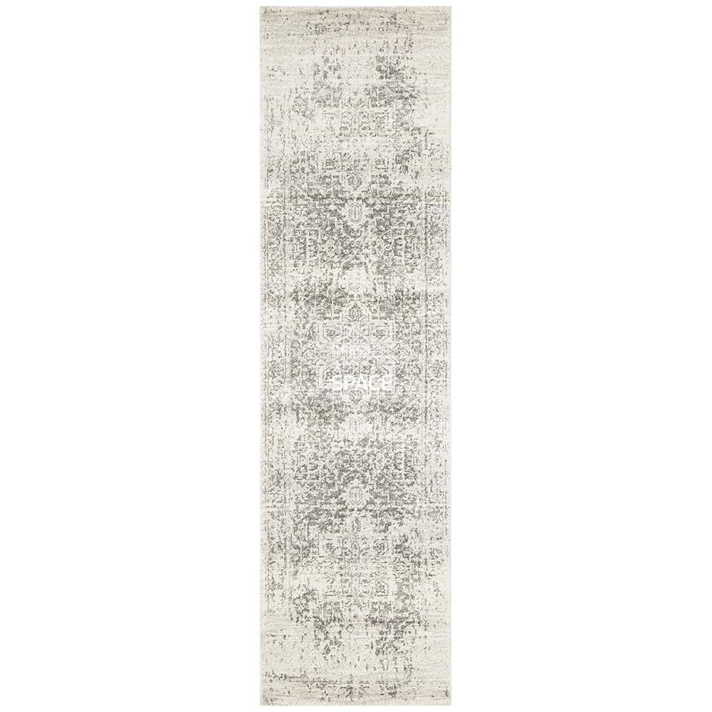 Evoke Dream White Silver Runner Rug - Indoor Hallway Runner - Rug Culture