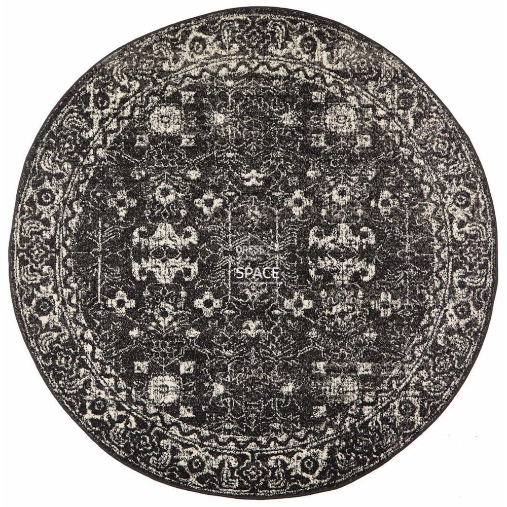 Evoke Estella Charcoal Round Rug - Indoor Round Rug - Rug Culture