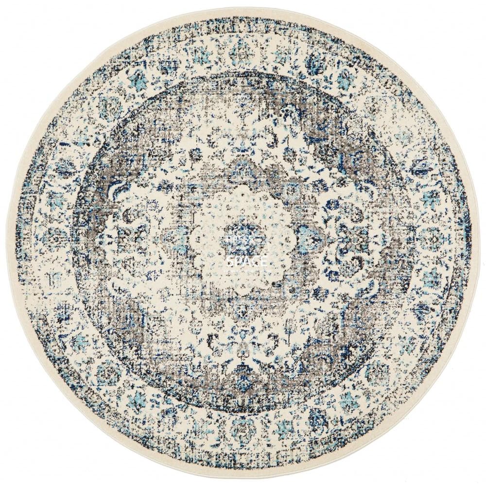 Evoke Mist White Round Rug - Indoor Round Rug - Rug Culture