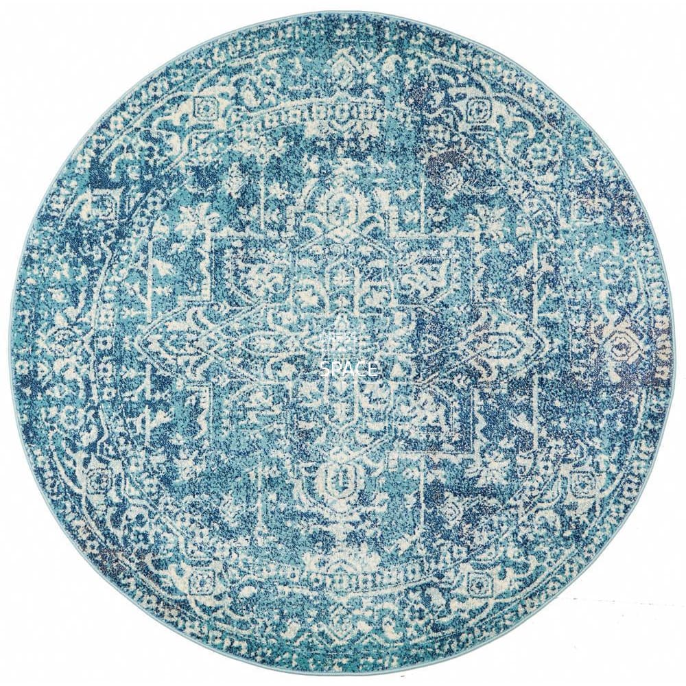 Evoke Muse Blue Round Rug - Indoor Round Rug - Rug Culture