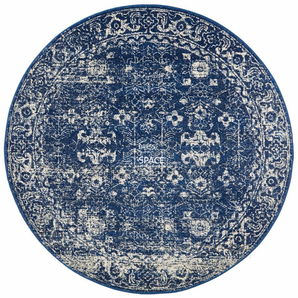 Evoke Oasis Navy Round Rug - Indoor Round Rug - Rug Culture