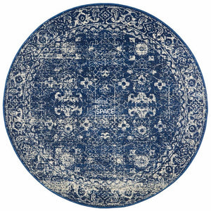 Evoke Oasis Navy Round Rug - Indoor Round Rug - Rug Culture