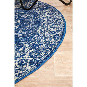 Evoke Oasis Navy Round Rug - Indoor Round Rug - Rug Culture