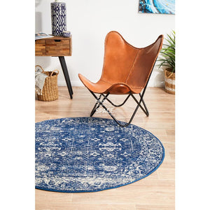 Evoke Oasis Navy Round Rug - Indoor Round Rug - Rug Culture