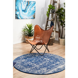 Evoke Oasis Navy Round Rug - Indoor Round Rug - Rug Culture