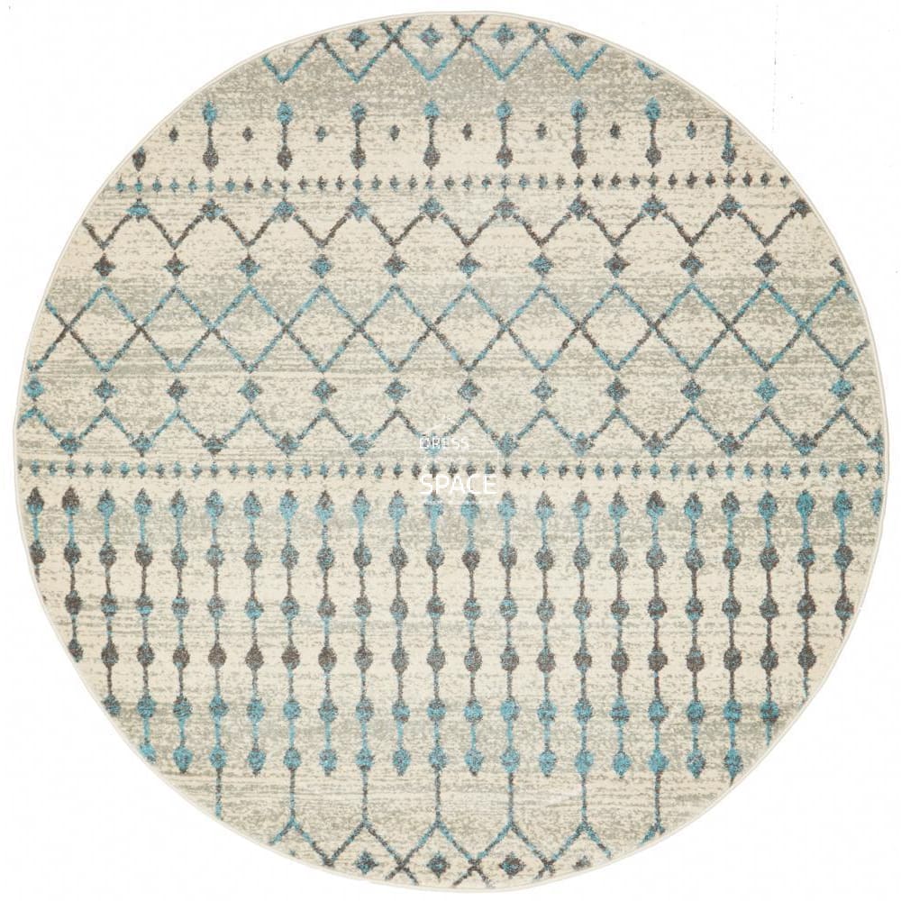 Evoke Slate White Round Rug - Indoor Round Rug - Rug Culture