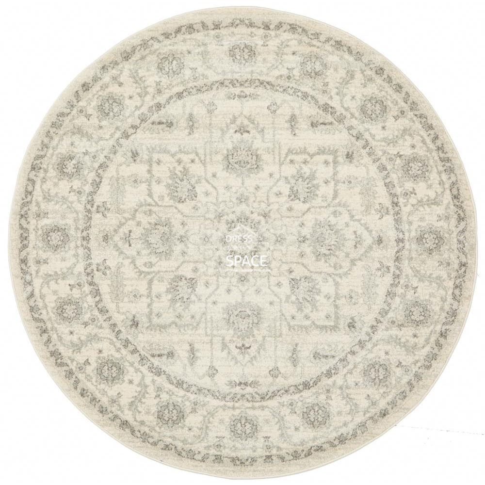 Evoke Winter White Round Rug - Indoor Round Rug - Rug Culture