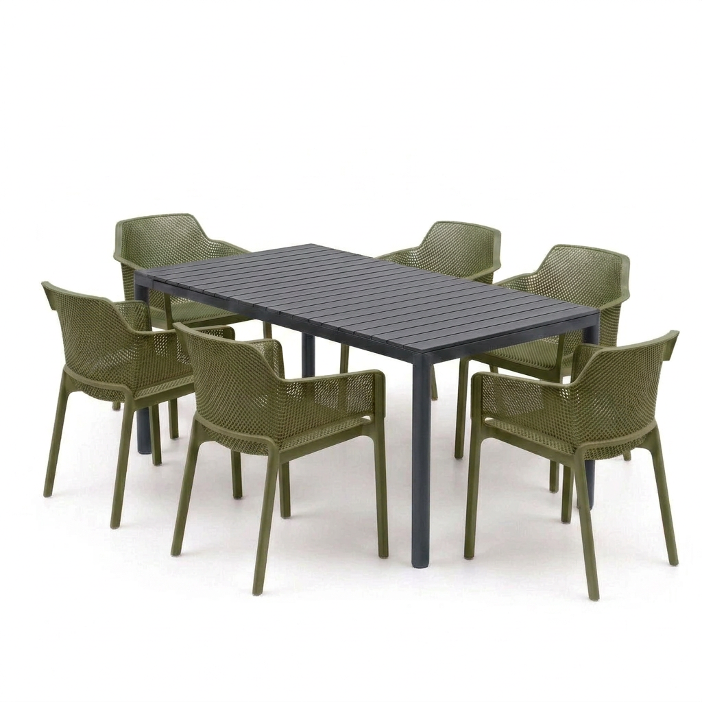 Nine-piece setting with agave chairs