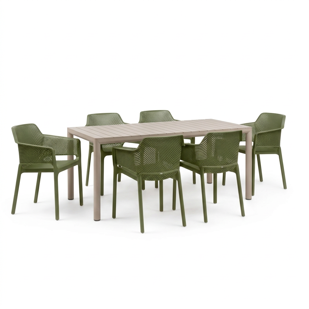 Nardi Tevere Corda Ext. & Net Agave (Green) Chairs 7, 9 or 11 Piece Set