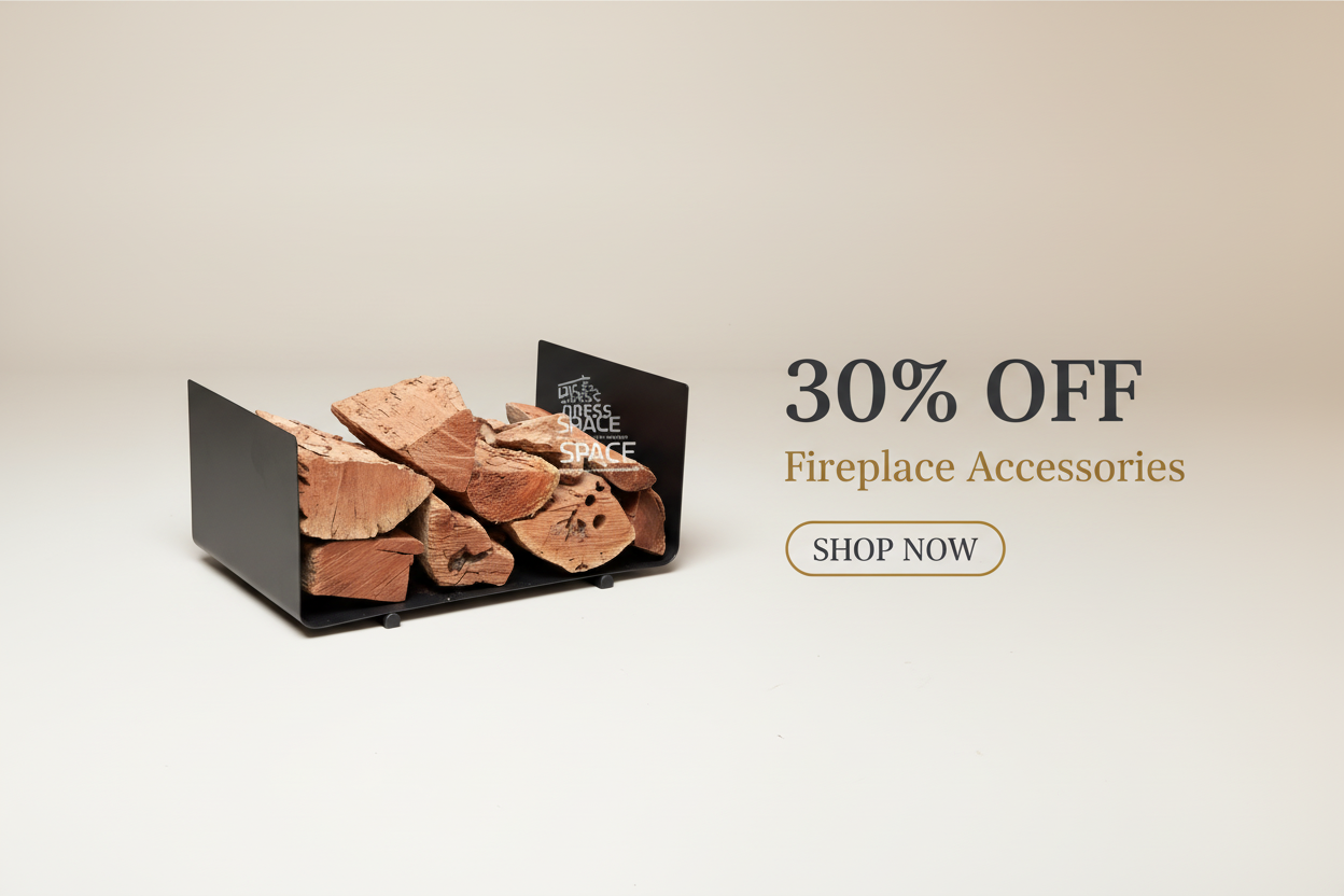 Flash Sale Banner - 30% Off Fireplace Accessories with Log Holder