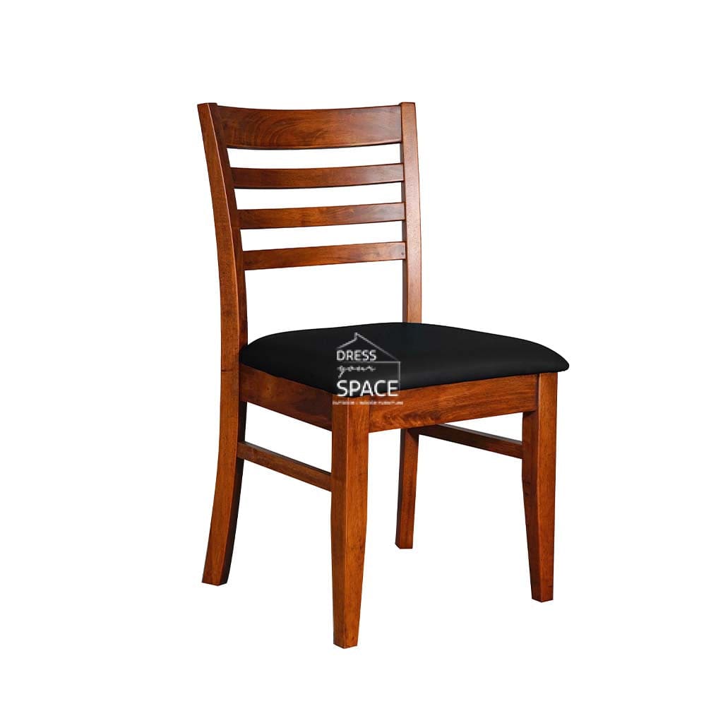 Flora Dining Chair - Antique Maple Veneer Frame / Black PU Seat - Indoor Dining Chair - DYS Indoor