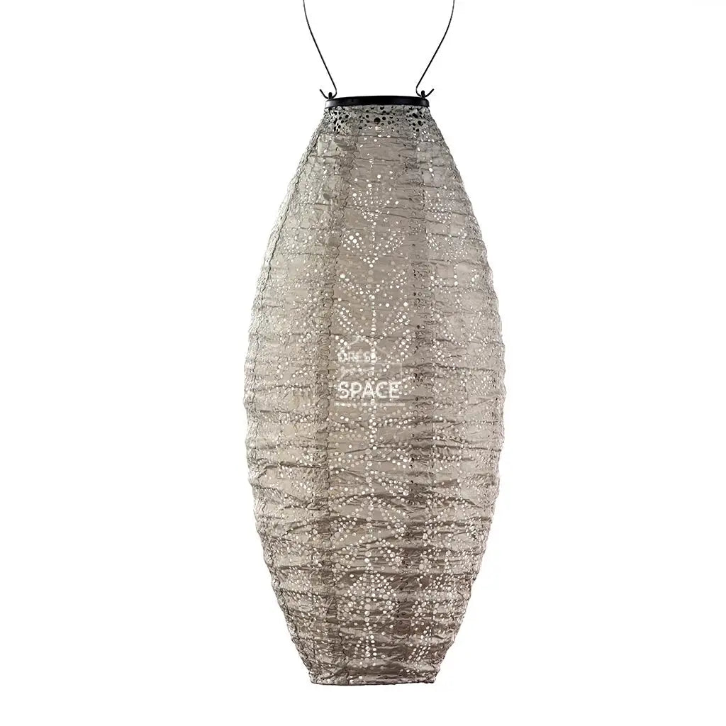 Folia Long Oval 20 - Light Taupe Solar Lantern Outdoor Lighting Lumiz