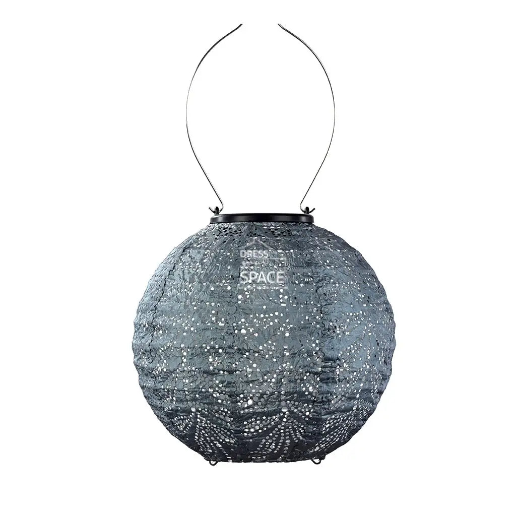 Folia Round 20 - Grey Blue Solar Lantern Outdoor Lighting Lumiz