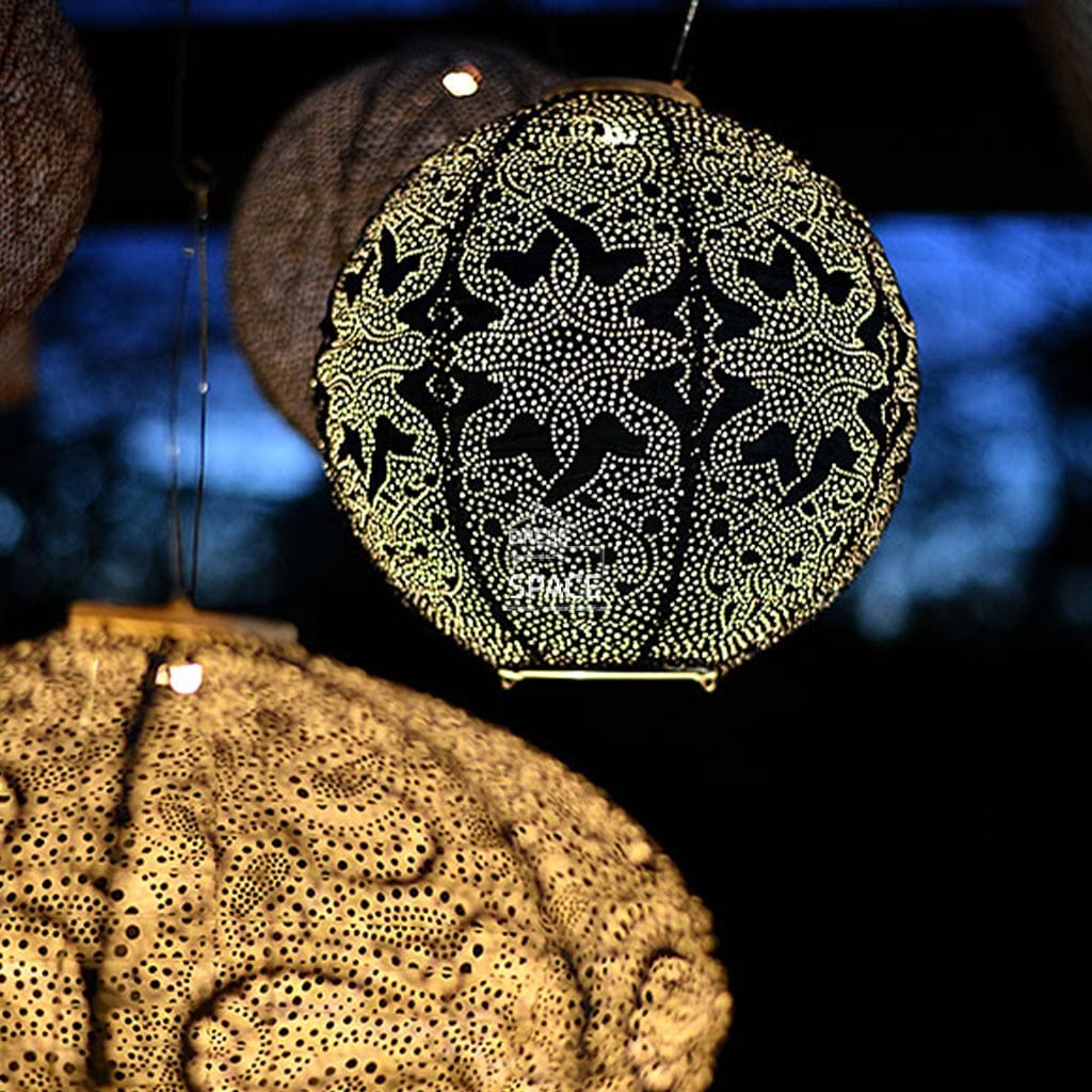 Folia Round 20 - Grey Blue Solar Lantern Outdoor Lighting Lumiz