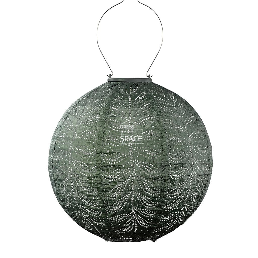 Folia Round 30 - Sage Green Solar Lantern Outdoor Lighting Lumiz