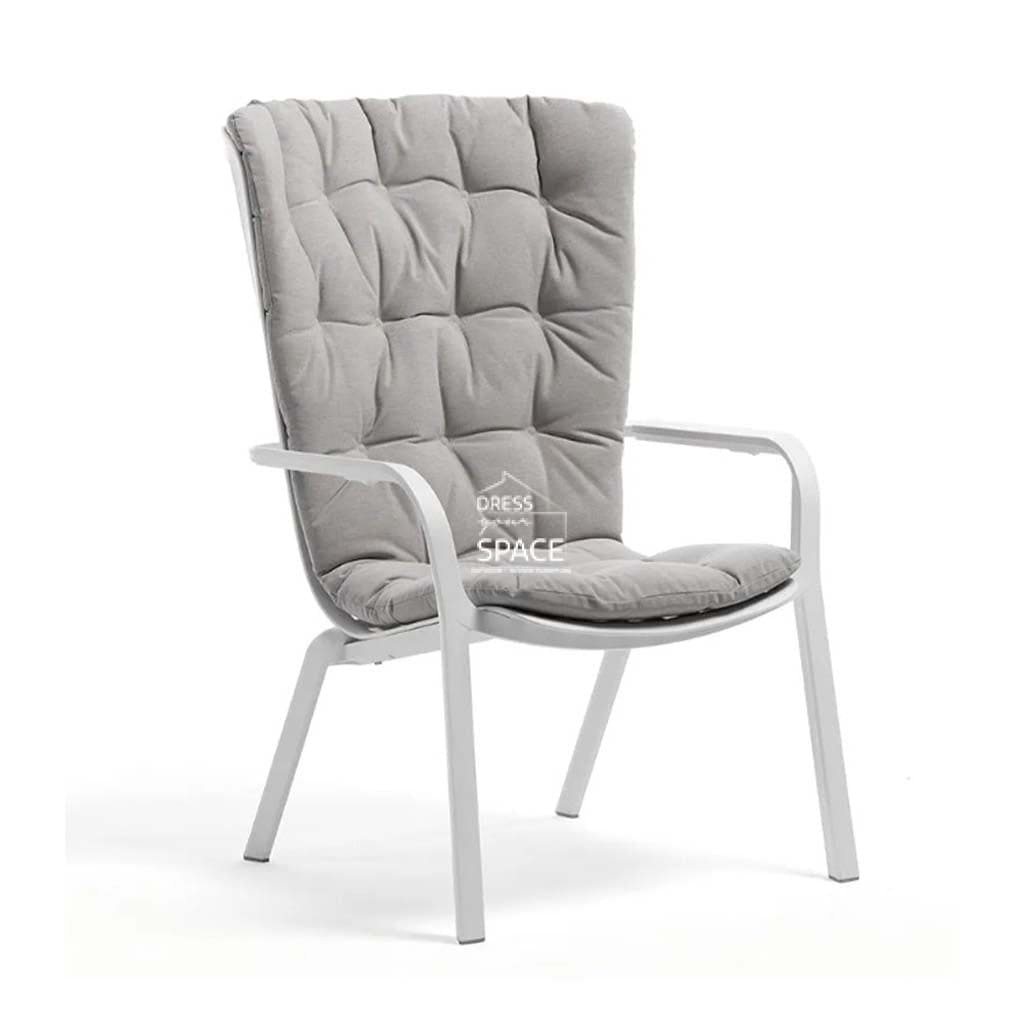 Folio Arm Chair with Cushion - White/Grigio - Outdoor Chair - Nardi