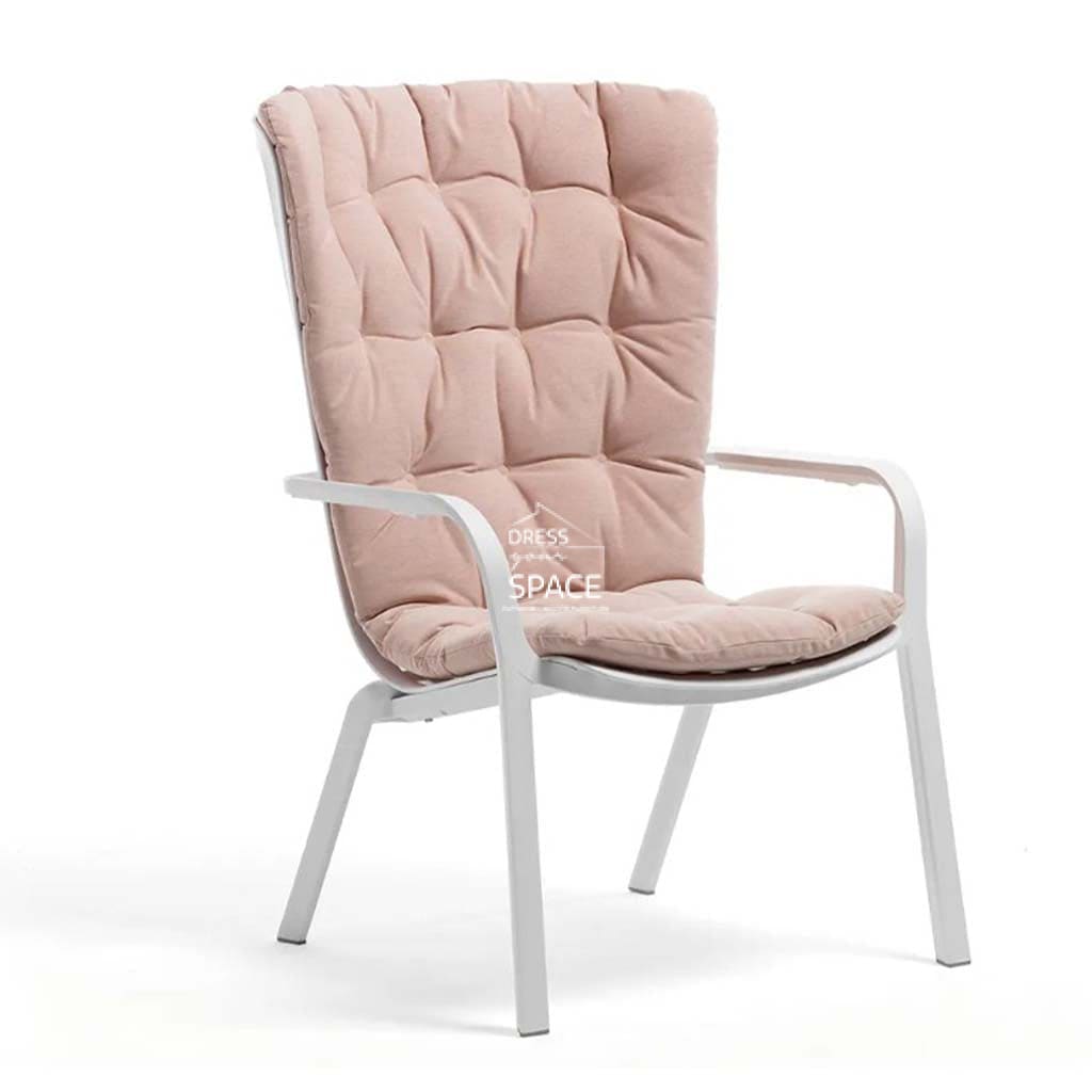 Folio Arm Chair with Cushion - White/Rosa - Outdoor Chair - Nardi