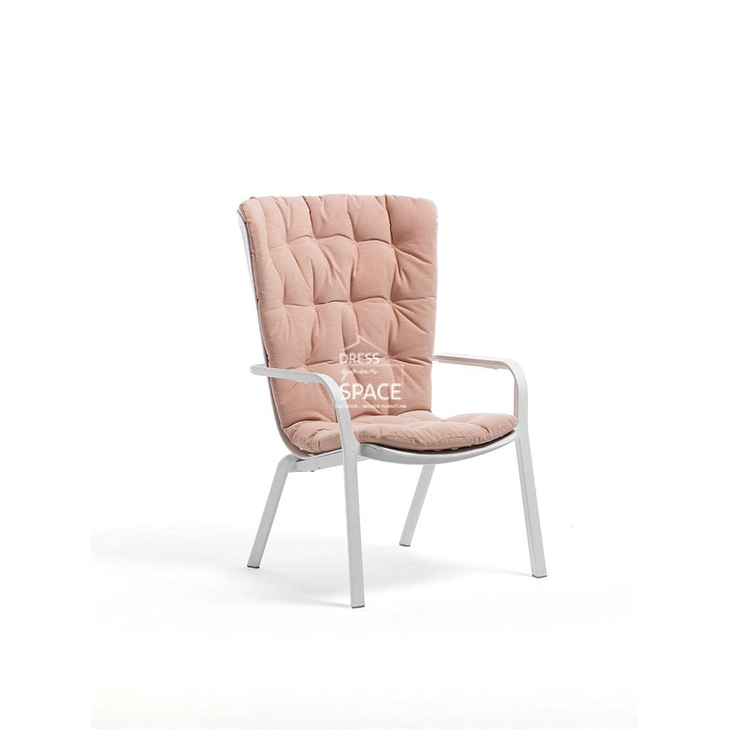Folio Arm Chair with Cushion - White/Rosa - Outdoor Chair - Nardi