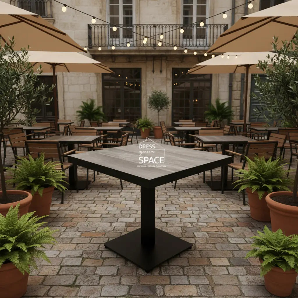 Genoa 80cm Sq Ceramic Top Bistro Table - Gunmetal(Lillie fix descriptio) - Outdoor Bistro Table - DYS Outdoor